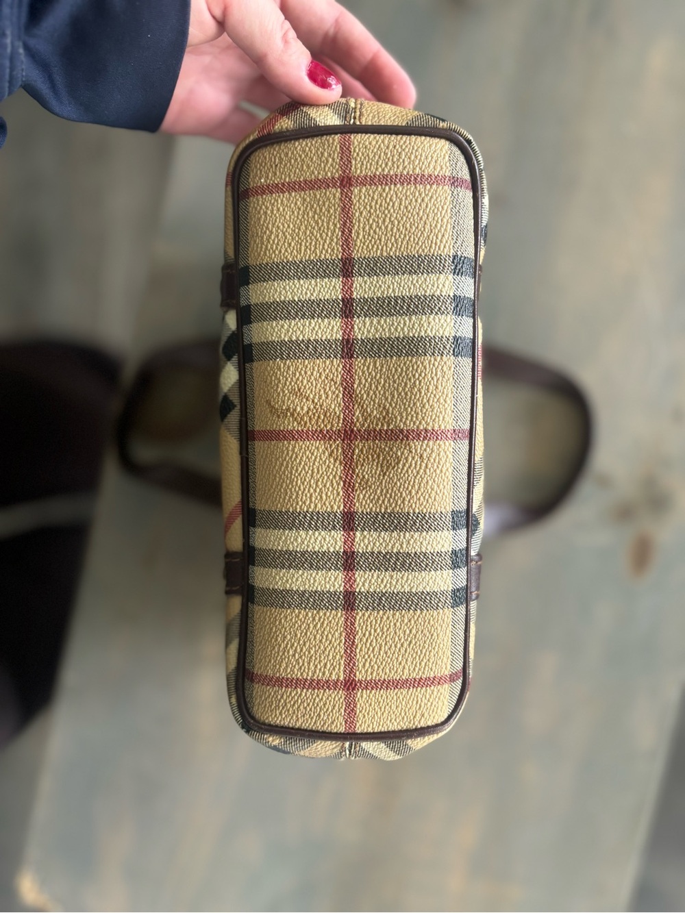 Vintage Burberry Canvas Tote with Brown Leather Trim - Picture 11 of 12